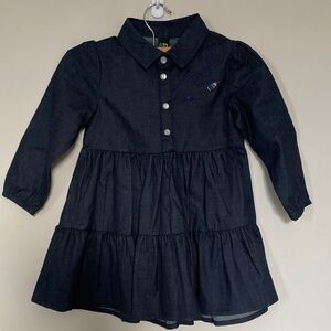 Nano Girls Denim Dress Size 2 NWT Long Sleeve Tiered Casual